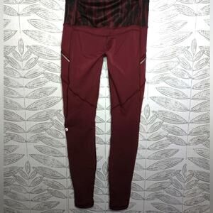 Lululemon High Waist Leggings Pockets Maroon Burgundy